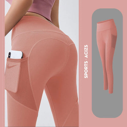 Women's yoga pants with pocket and tummy control in various colours