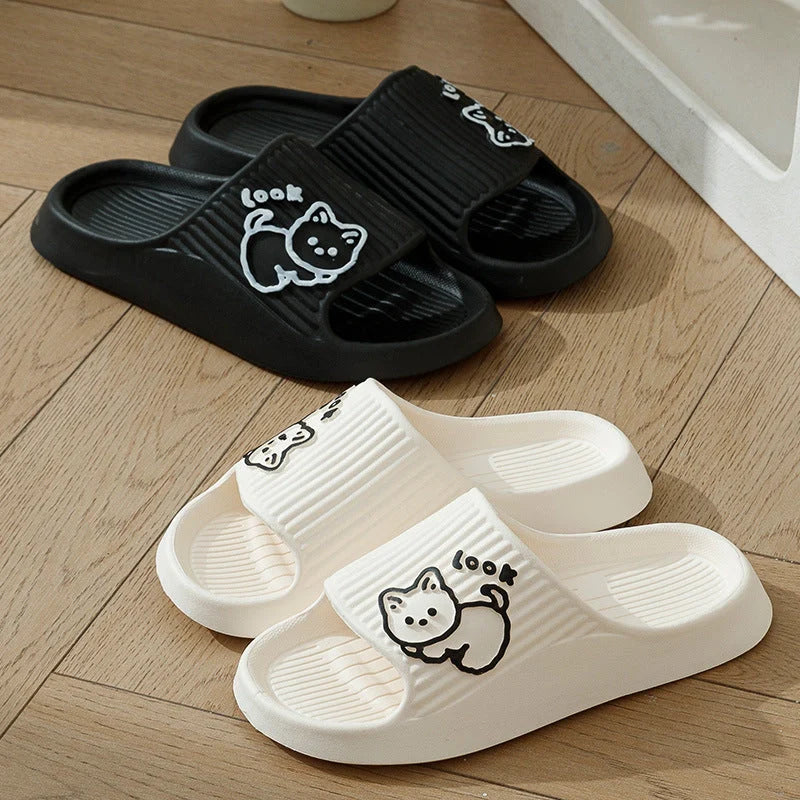 Women's cat slippers with non-slip sole in various colours