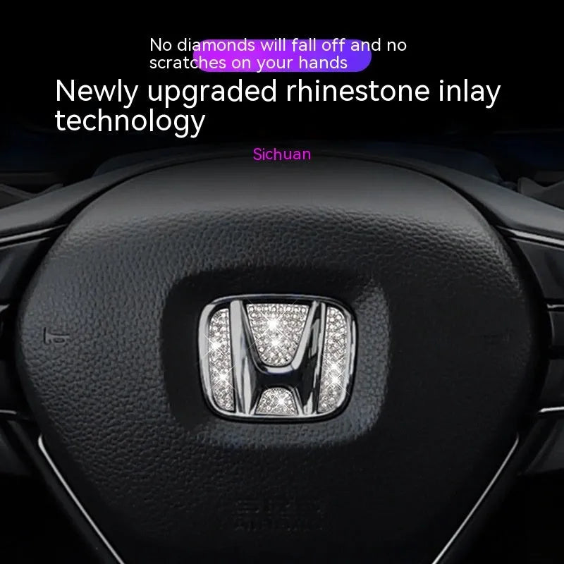 Zinc alloy diamond decorative sticker for Toyota car steering wheel with metallic finish