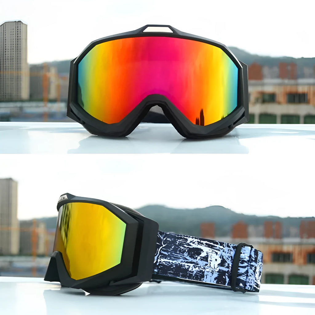 Motorcycle goggles with double layer anti-fog lenses and a TPU frame in a choice of five colours.