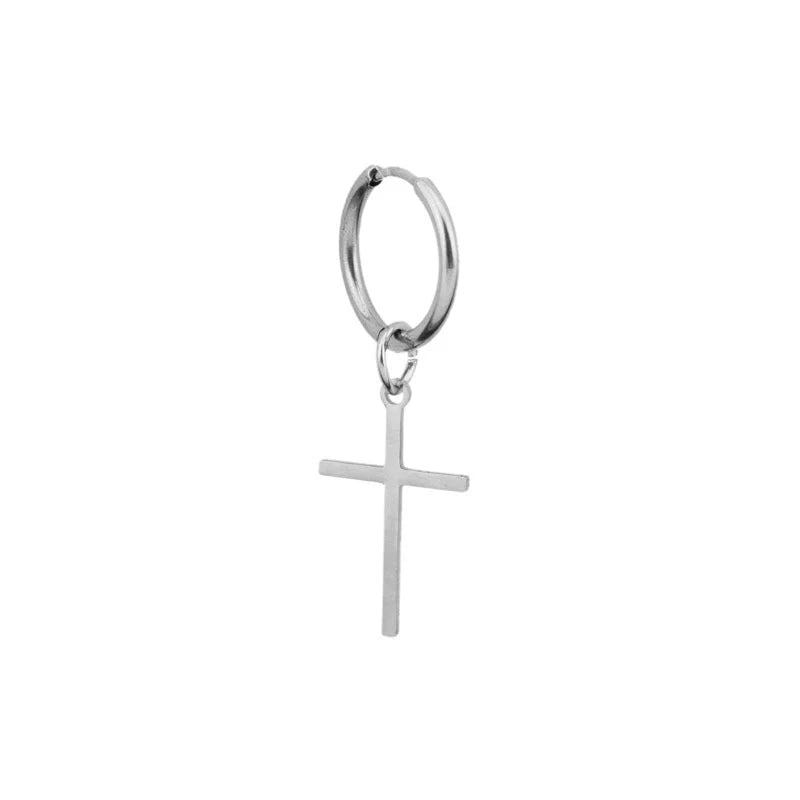 Stainless steel cross stud earrings with precise sizing for sensitive ears