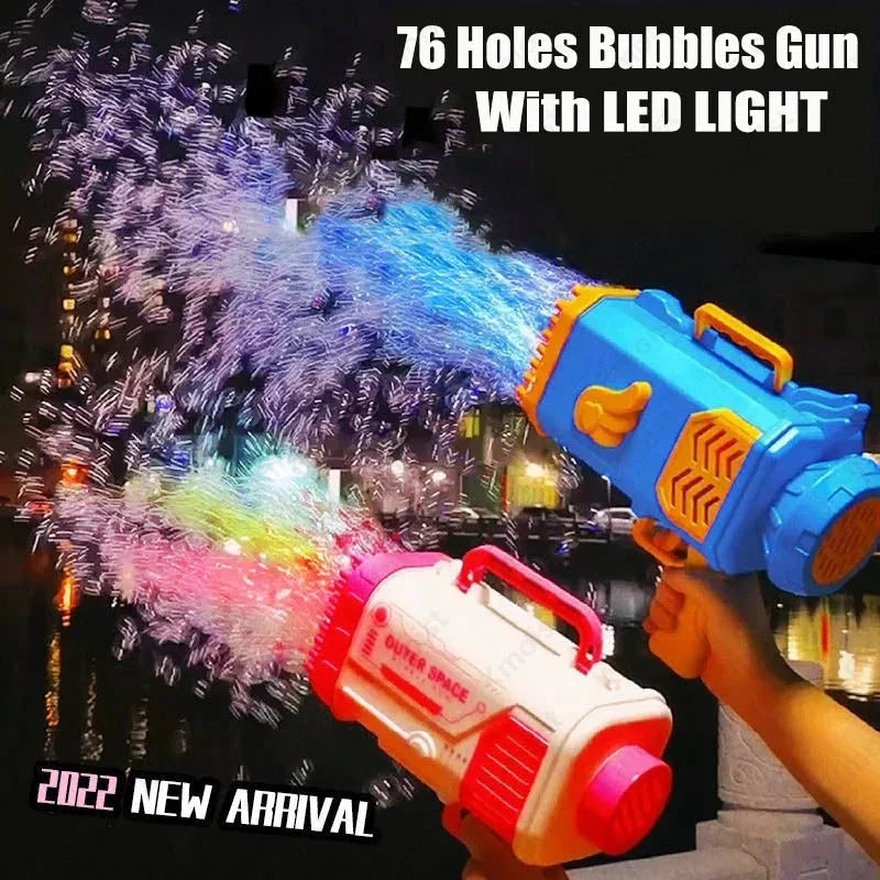 Bubble Blaster: 69-Hole Automatic Bubble Machine with Colorful Lights for Kids