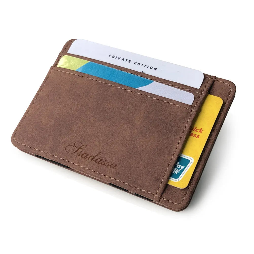 Korean style matte leather magic wallet coin purse showing horizontal square design