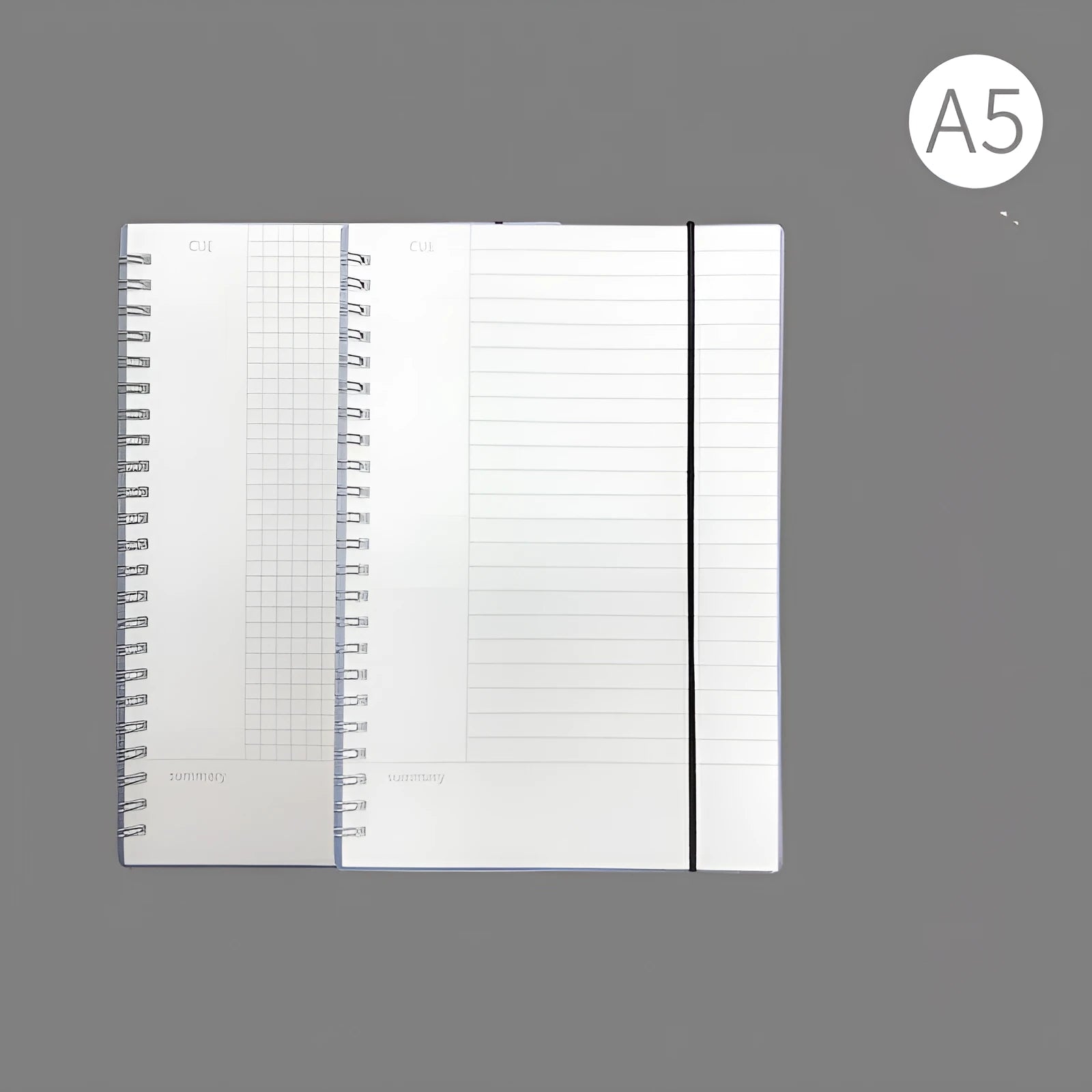 A4 hard surface accounting notebook with PP cover showing grid, line, and lattice ruling options