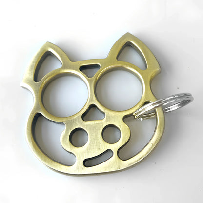 Black self-defence keychain set with alarm, bottle opener, and multiple protection tools