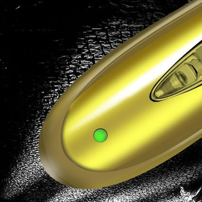 X7 hair clipper in gold colour showing size 10 blades and dual-mode power options