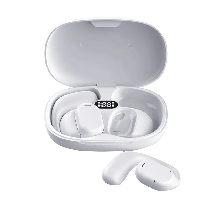 Two ear noise reduction wireless Bluetooth translation earphones in black and white