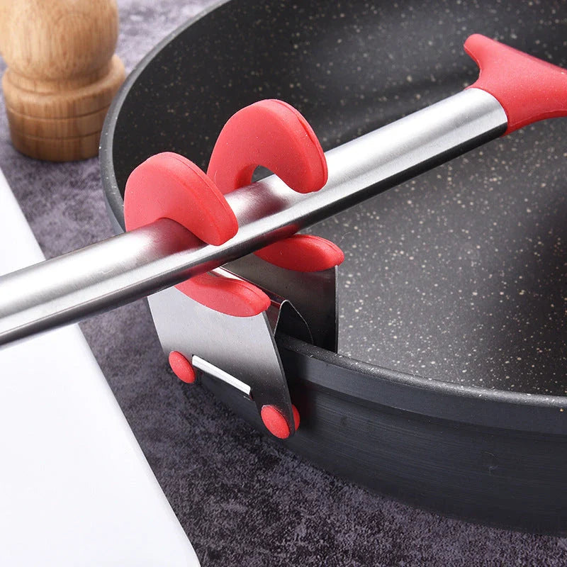 Stainless steel heat-resistant spoon rest spatula holder in red, grey, or black