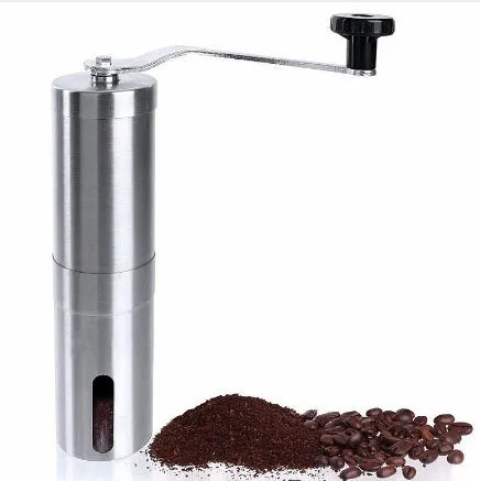 Hand coffee grinder stainless steel manual ceramic burr mill 30g capacity silver and black