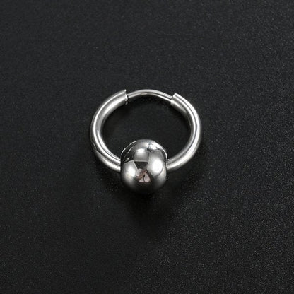 Stainless steel triangular hoop earrings in white, black, and gold