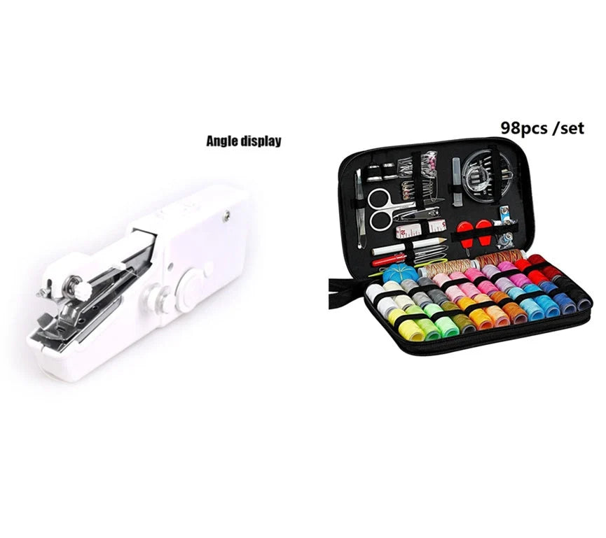 Compact black sewing kit with 98-piece accessory set for home tailoring and creative projects