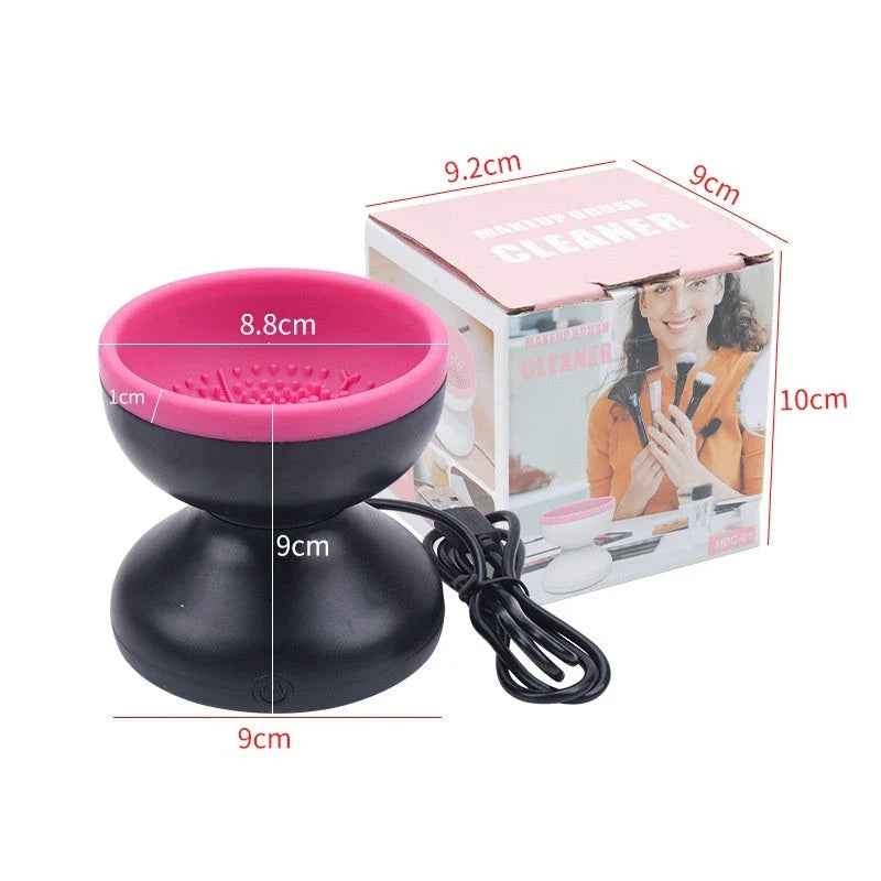 Premium electric makeup brush cleaner with powerful 80rpm motor and silicone cleaning pad for efficient, gentle brush restoration