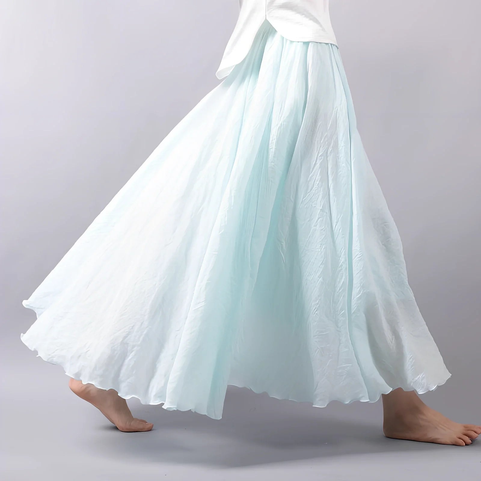 Women's cotton-linen blend A-line summer skirt with big pendulum design in various colours