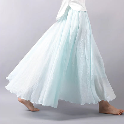 Women's cotton-linen blend A-line summer skirt with big pendulum design in various colours