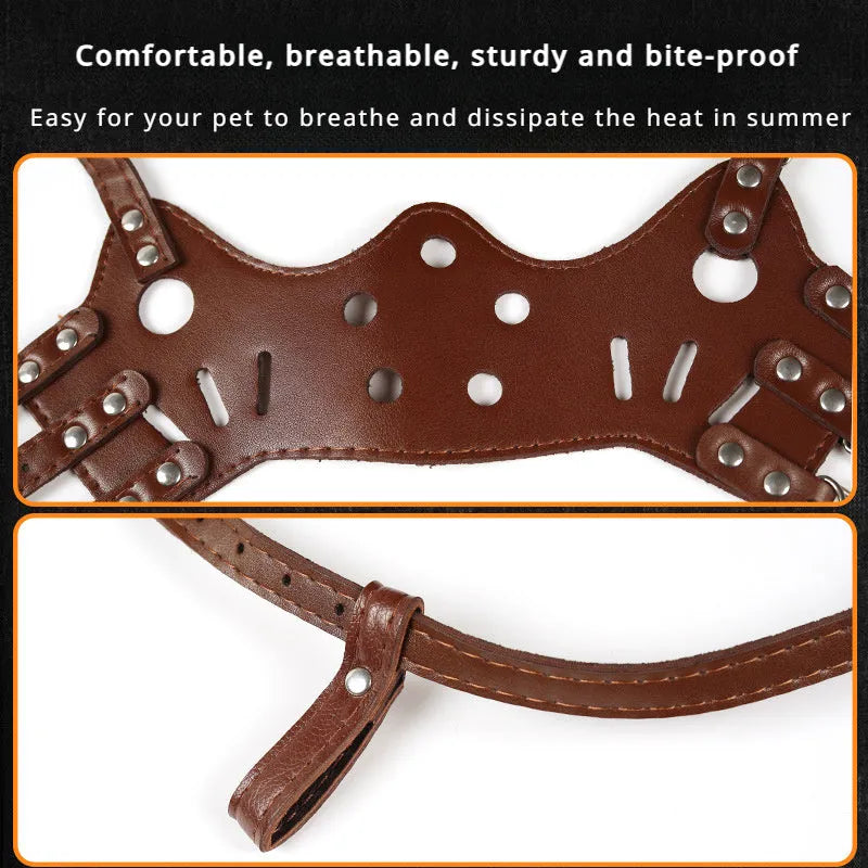 Dog muzzle silencer mouth cover for barking and bite prevention in black or brown colours