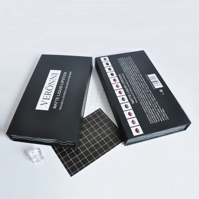 12 lipstick gift box set with non-stick cup formula showing popular shades