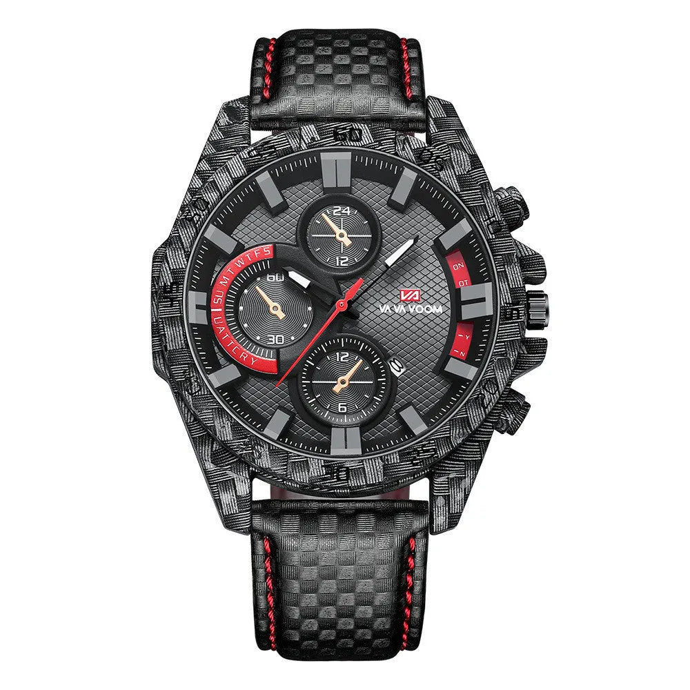 Carbon fibre element case men's wristwatch with luminous pointer display, calendar window, and 46mm dial