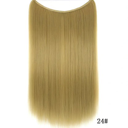 22 inch invisible wire silky straight synthetic hair extensions, 55cm length 80g weight no clips