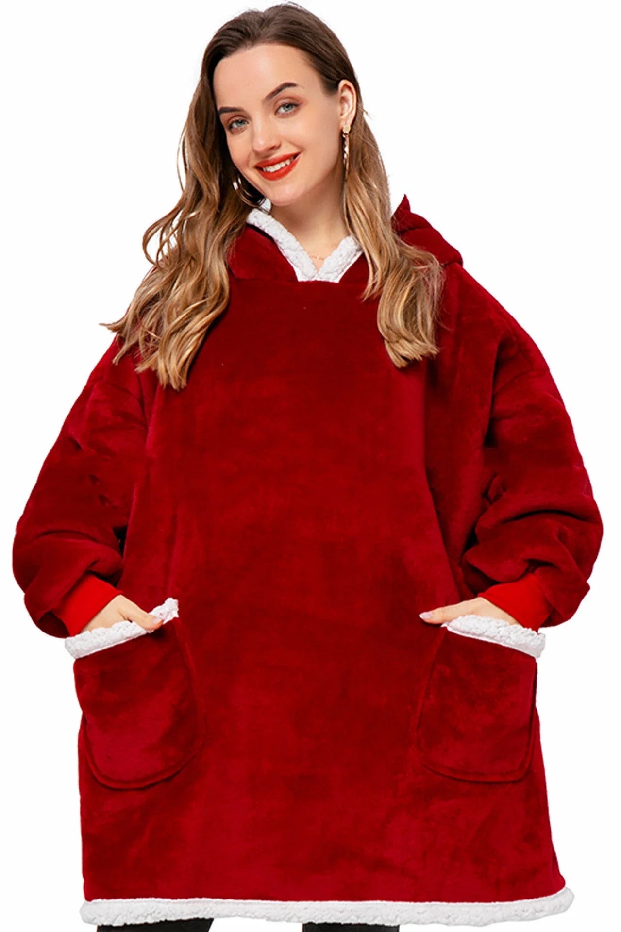 Cozy TV Hoodie Blanket in Variety of Colors - Plush Polyester Pullover with Front Pockets for Relaxation and Comfort