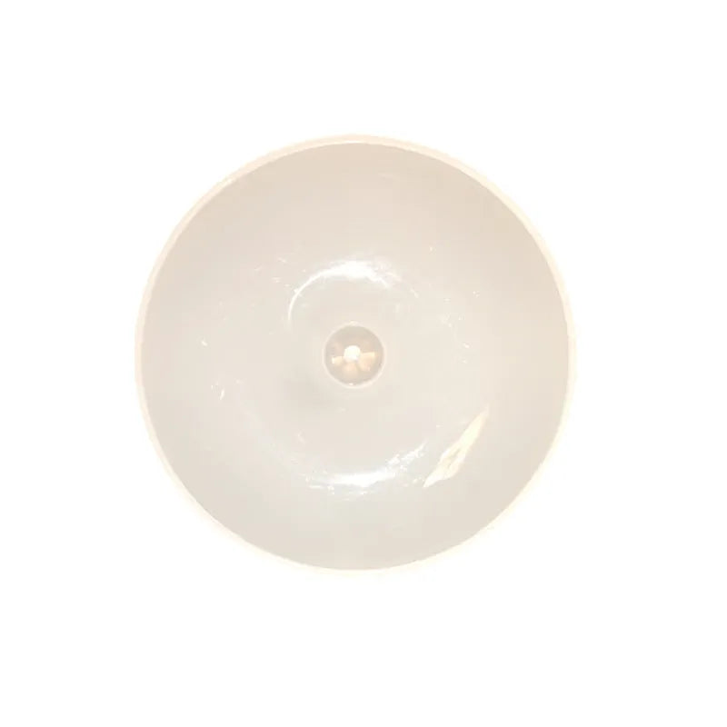 Round small night lamp with side push key, 86mm diameter, white housing, glowing warm light on a wooden nightstand