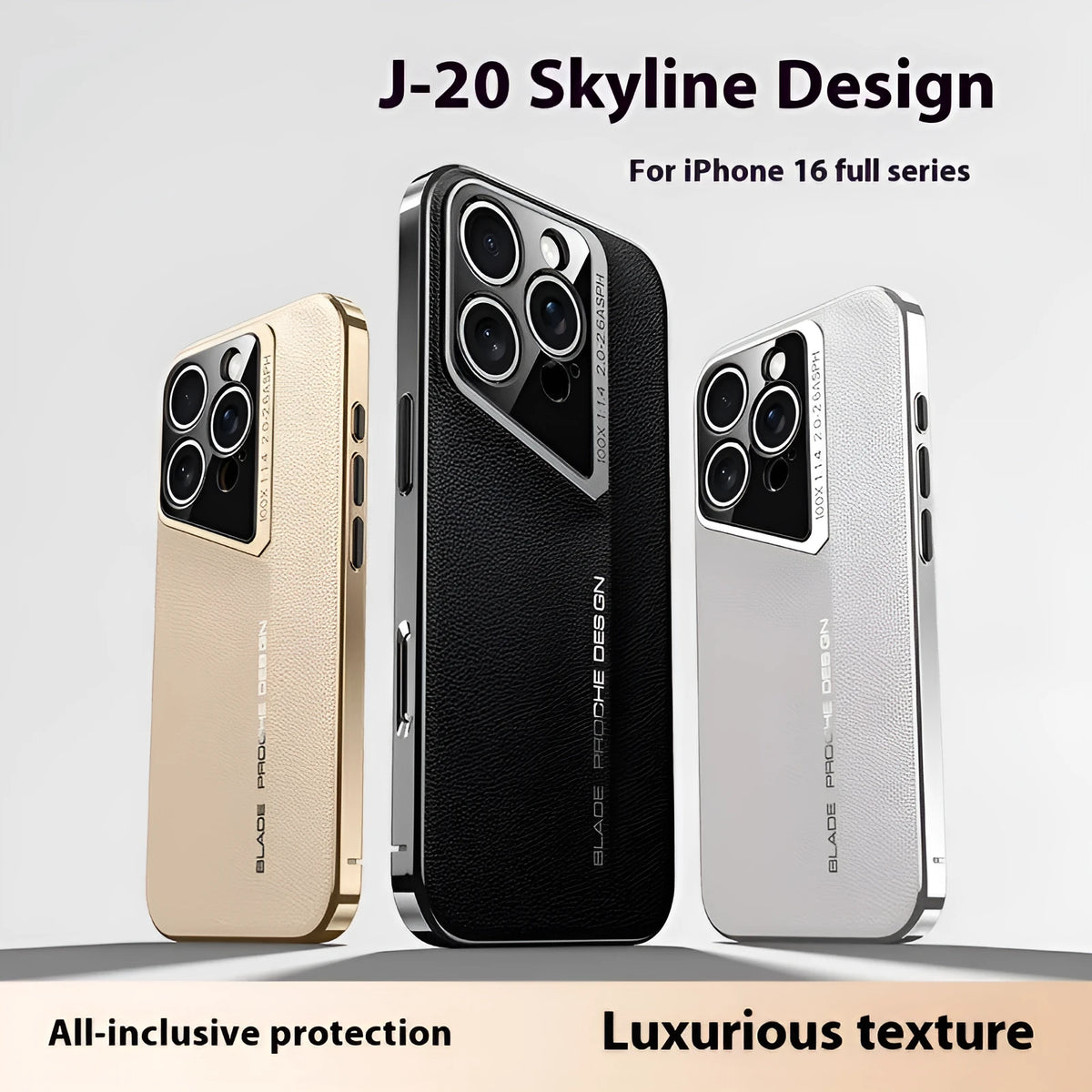 Fashion electroplated plain leather phone case in Phantom Gold for iPhone 15 Pro Max
