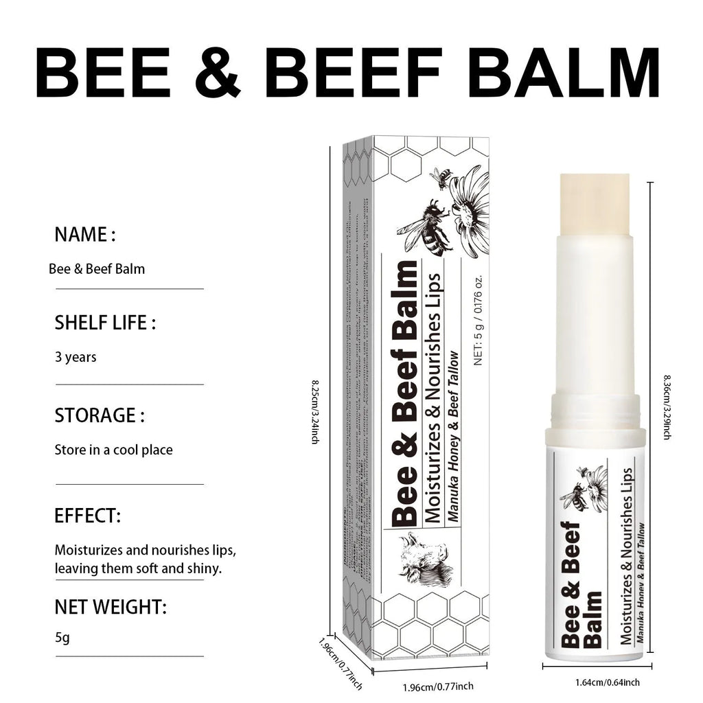 Beef fat and organic grass-fed butter lip balm stick 83mm tall 19mm wide FP-B020 colour