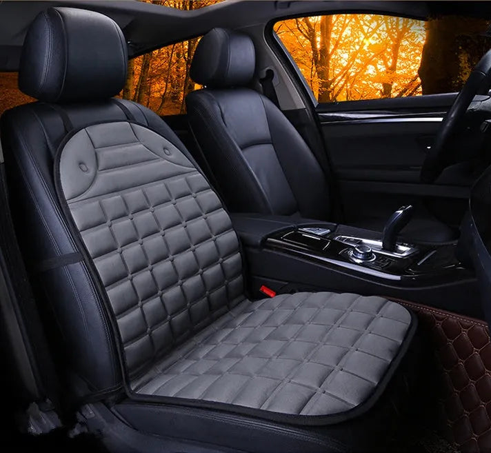 12V car heated seat cushion in black, size 55x46x48cm, with power line and fuse