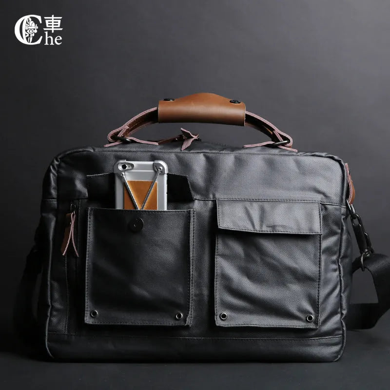 DPARK laptop shoulder bag for 14-inch or 15-inch laptops in black, brown, or khaki colours