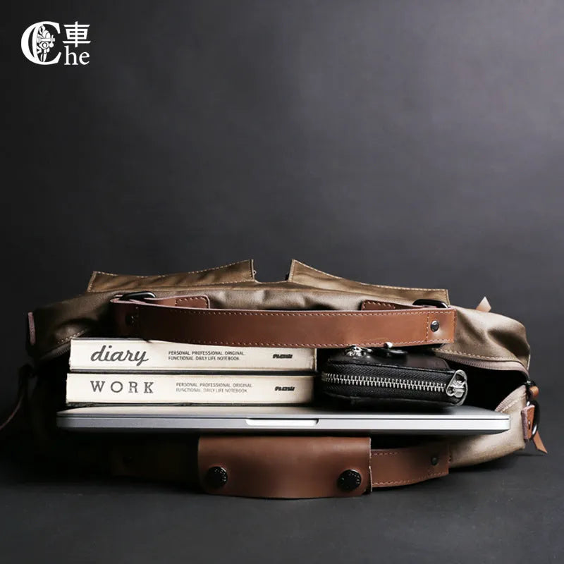 DPARK laptop shoulder bag for 14-inch or 15-inch laptops in black, brown, or khaki colours