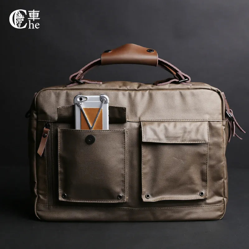 DPARK laptop shoulder bag for 14-inch or 15-inch laptops in black, brown, or khaki colours