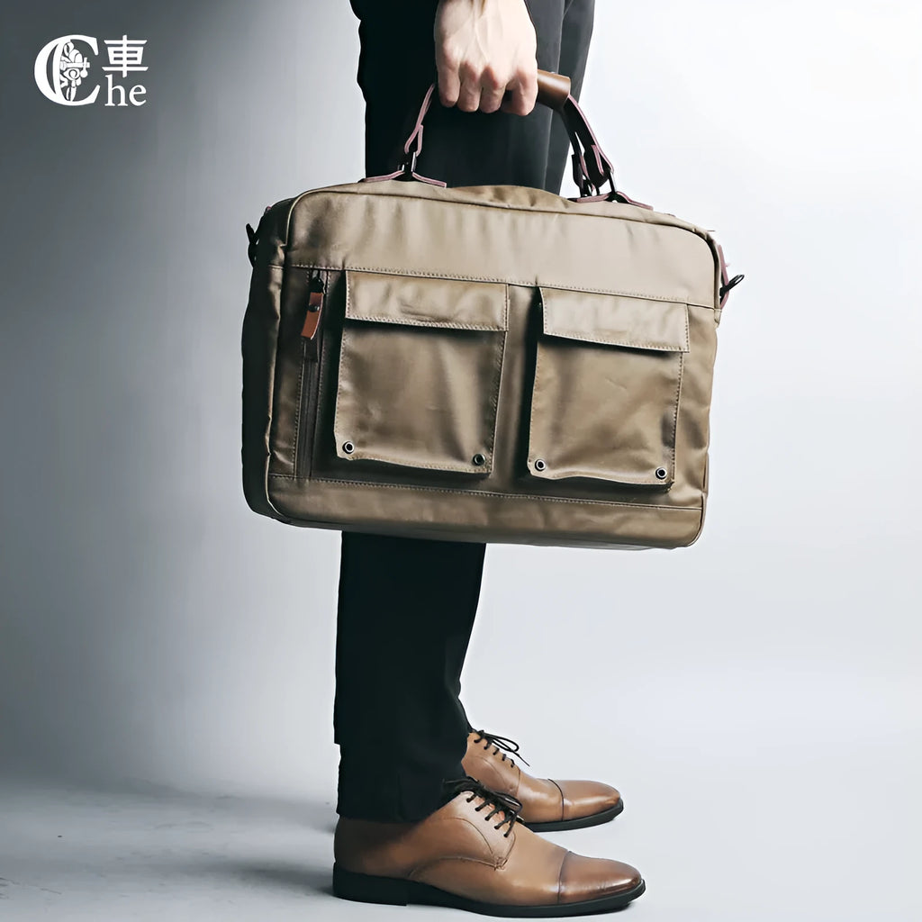 DPARK laptop shoulder bag for 14-inch or 15-inch laptops in black, brown, or khaki colours