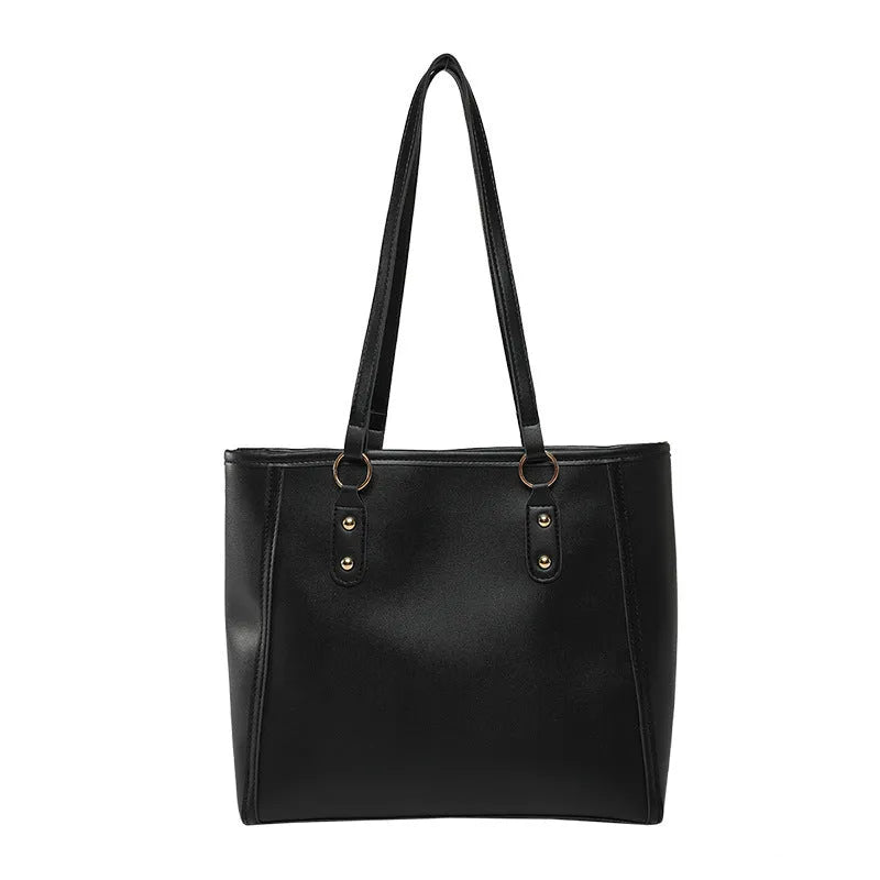 Korean style square horizontal shoulder underarm bag in PU leather with a sandwich pocket.