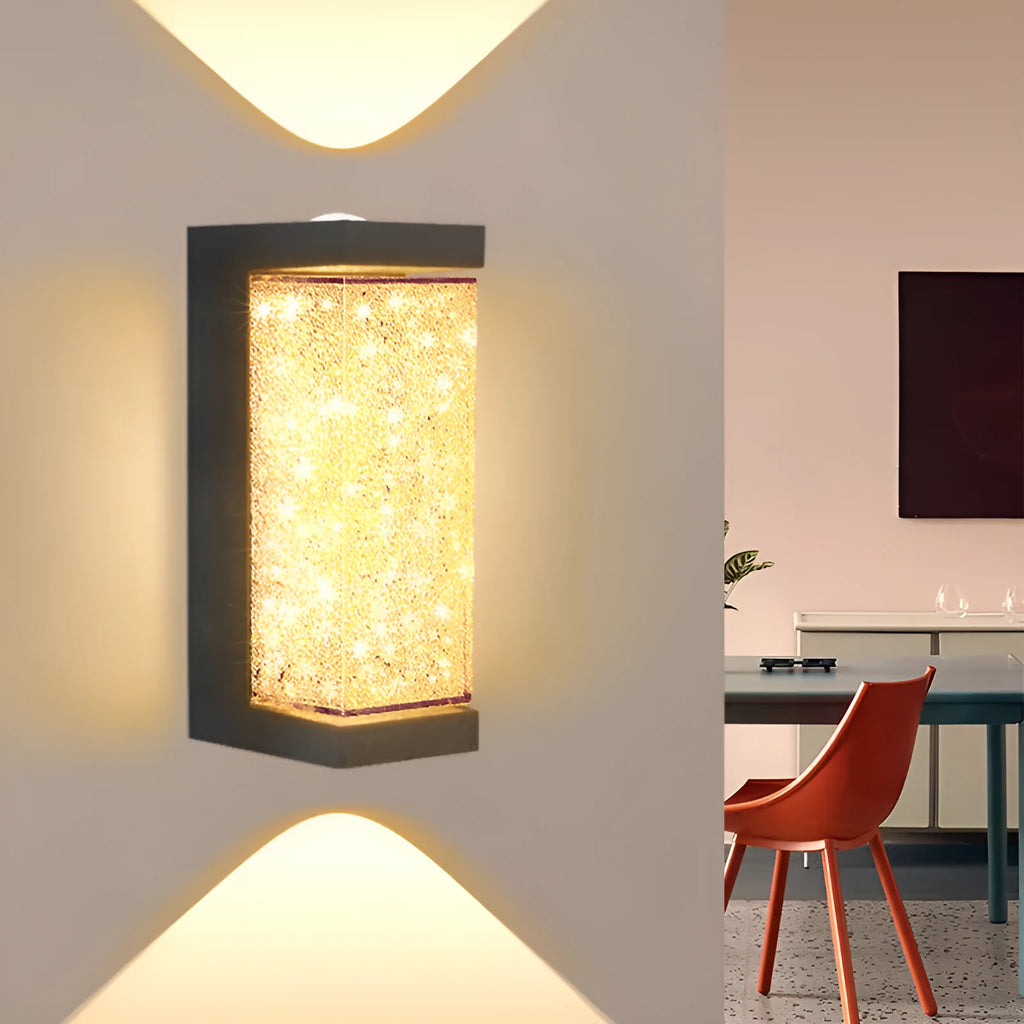 Modern minimalist indoor crystal wall lamp 220V square warm light 3000K on white wall