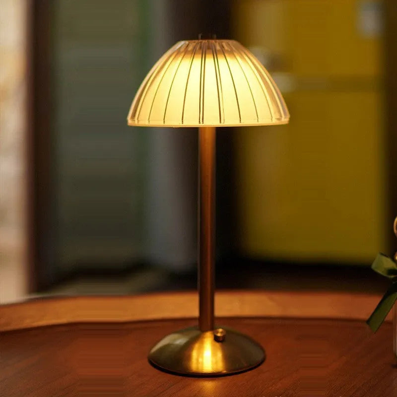 USB night light with touch three-colour dimming, electroplated crystal finish, acrylic lampshade, 29cm size, push button switch