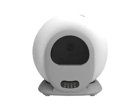 White automatic smart litter box with 9L dustbin and self-cleaning mechanism for cats