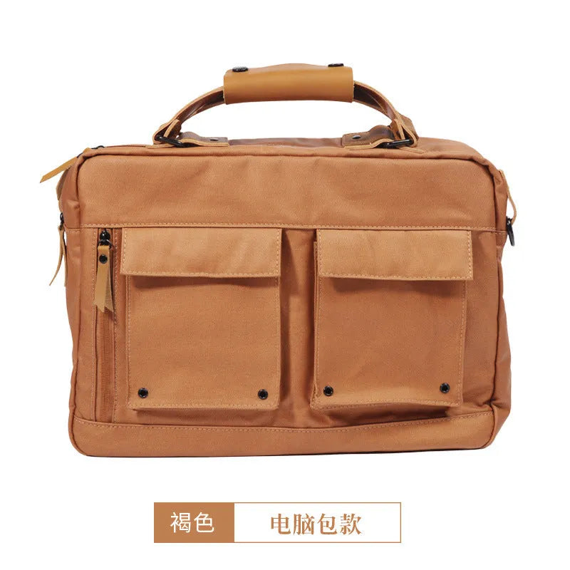 DPARK laptop shoulder bag for 14-inch or 15-inch laptops in black, brown, or khaki colours