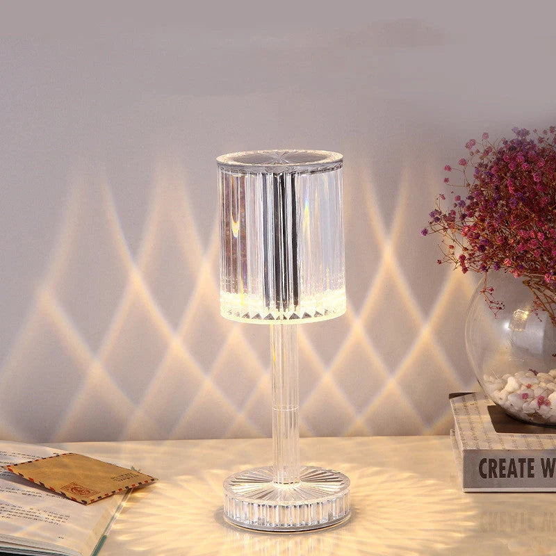 Elegant crystal table lamp with dimmable LED lighting for home decor