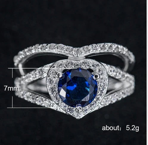 Heart-shaped diamond ring with 18k platinum plating, available in multiple colours and sizes