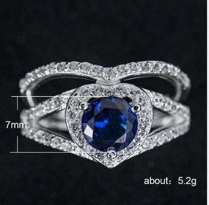 Heart-shaped diamond ring with 18k platinum plating, available in multiple colours and sizes
