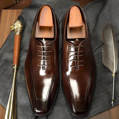 Men's black casual Oxford leather shoes with rubber non-slip sole, low-top breathable design, size EU 37-44