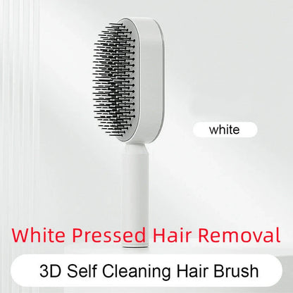 3D Air Cushion Hair Brush in elegant white, showcasing wide comb teeth and ergonomic handle