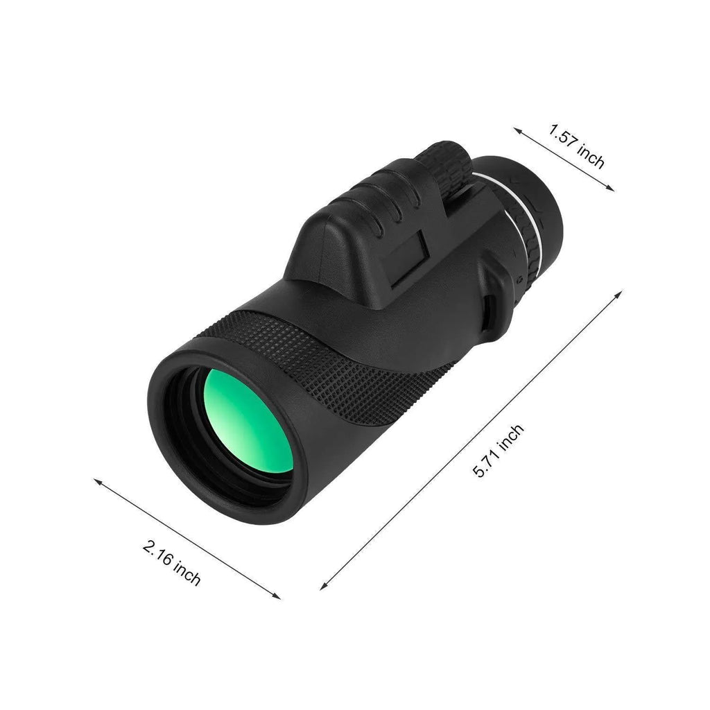 Black HD 40x60 monocular telescope for mobile phones with 40X magnification and waterproof design