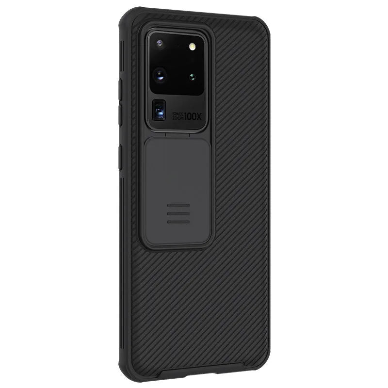 Black Samsung Galaxy S20 Ultra Black Mirror Pro slide protective phone case with TPU and PC back cover