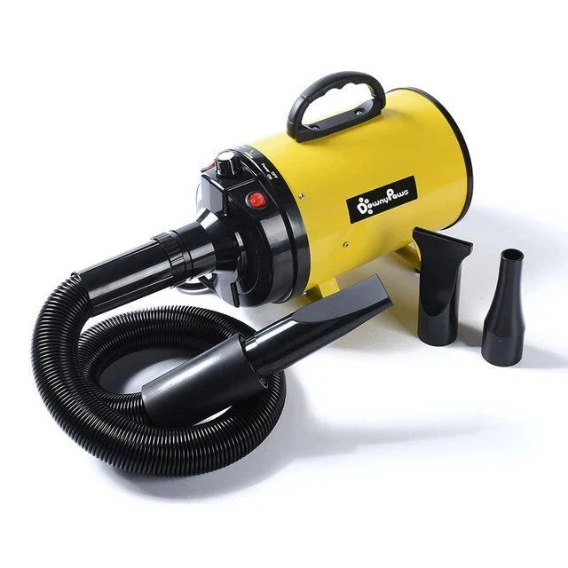 High-power mute pet hairdryer in black, white, pink, and blue for quick drying of pets