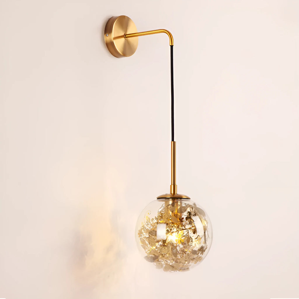 Modern glass wall-mounted LED bedside lamp in silver or gold finish