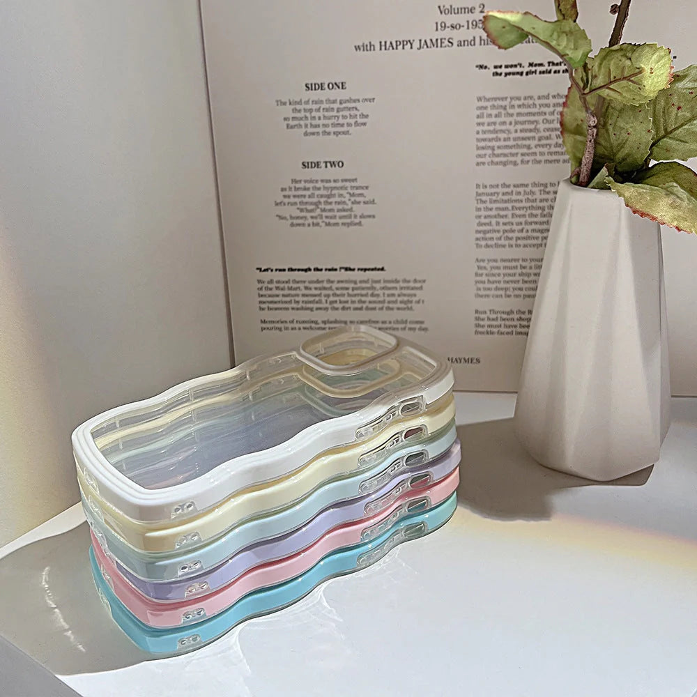 Wave border mobile phone case in solid candy colours for iPhone protection