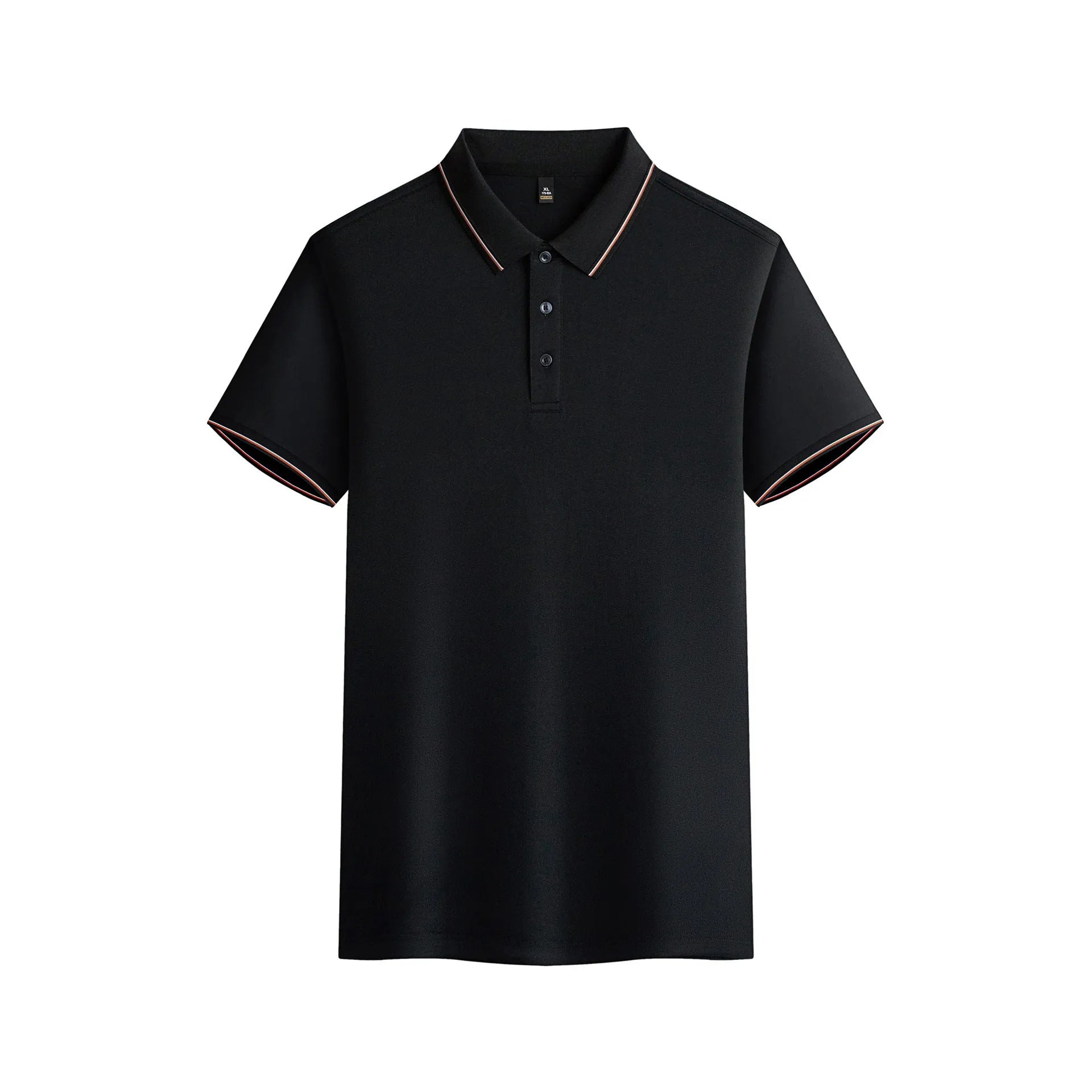 Men's solid colour short sleeve polo shirt in quick-dry polyester fabric for summer.