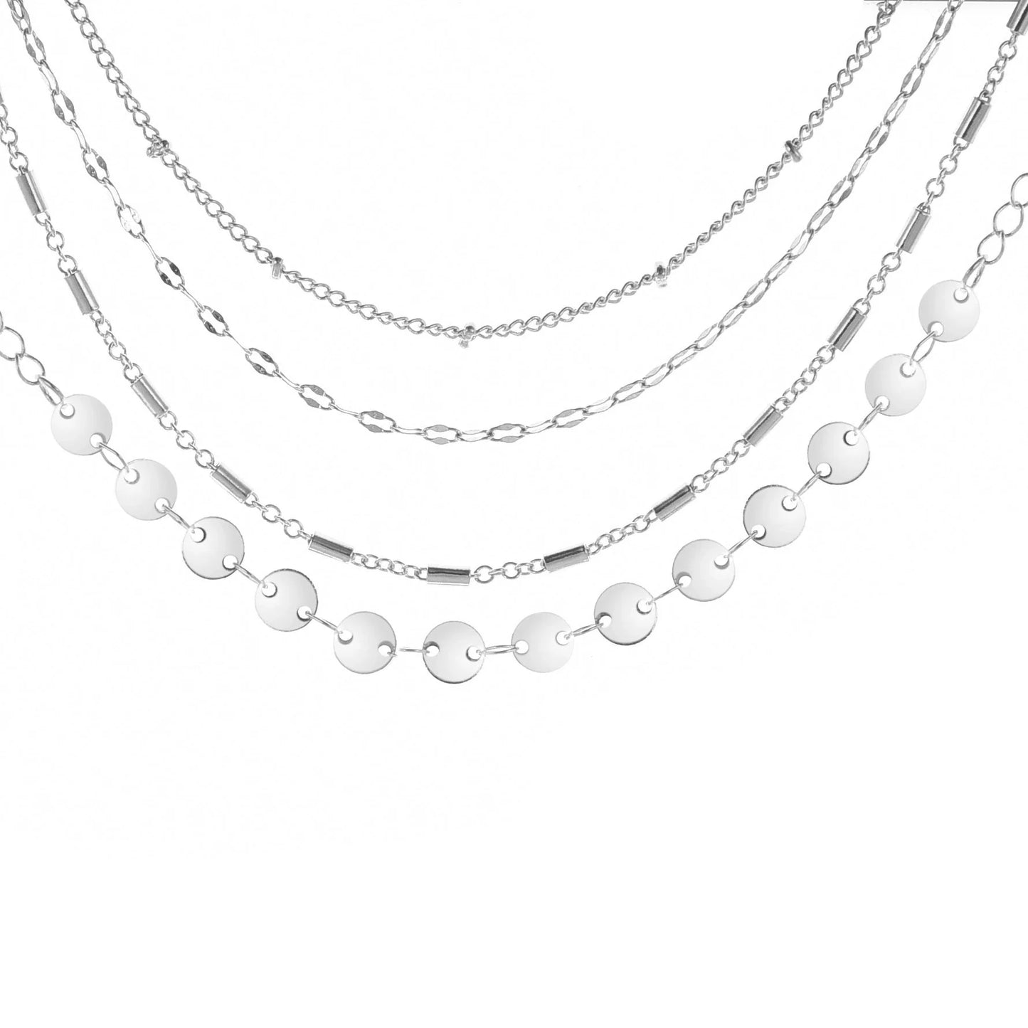 4-pack electroplated alloy bracelets in gold and silver with geometric designs