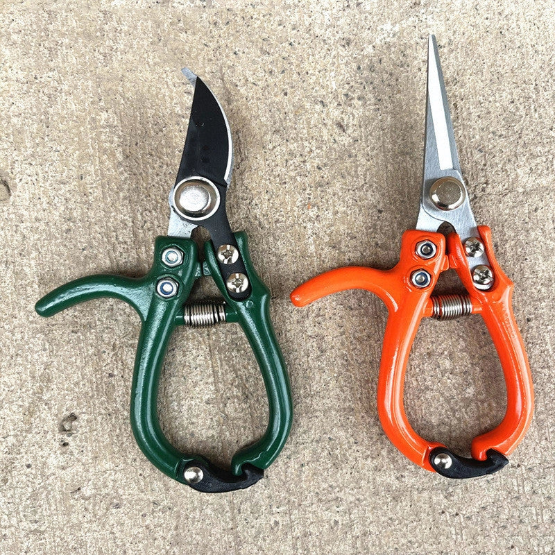 Multifunctional garden scissors with safety buckle and stainless steel spring for pruning
