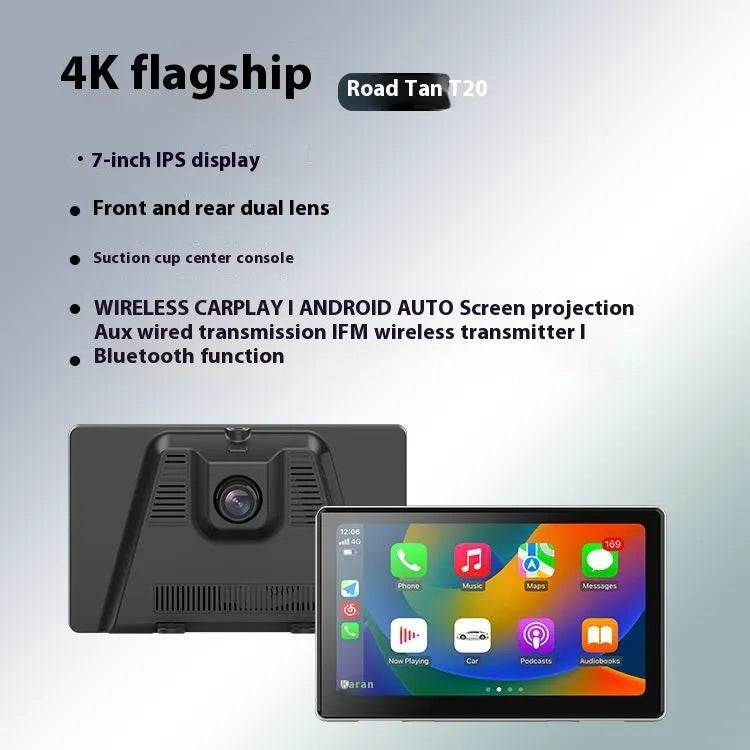 7-inch wireless CarPlay projection camera for cars with wide-angle recording and motion detection